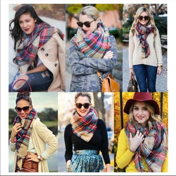 5⭐️Rated! Cozy Plaid Blanket Scarf - Picture 5 of 8